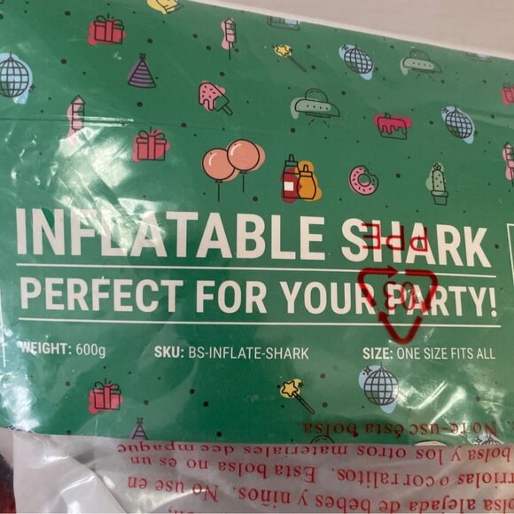 Bodysocks Adult Inflatable Shark Fancy Dress Costume One Size Halloween Party - Picture 5 of 6